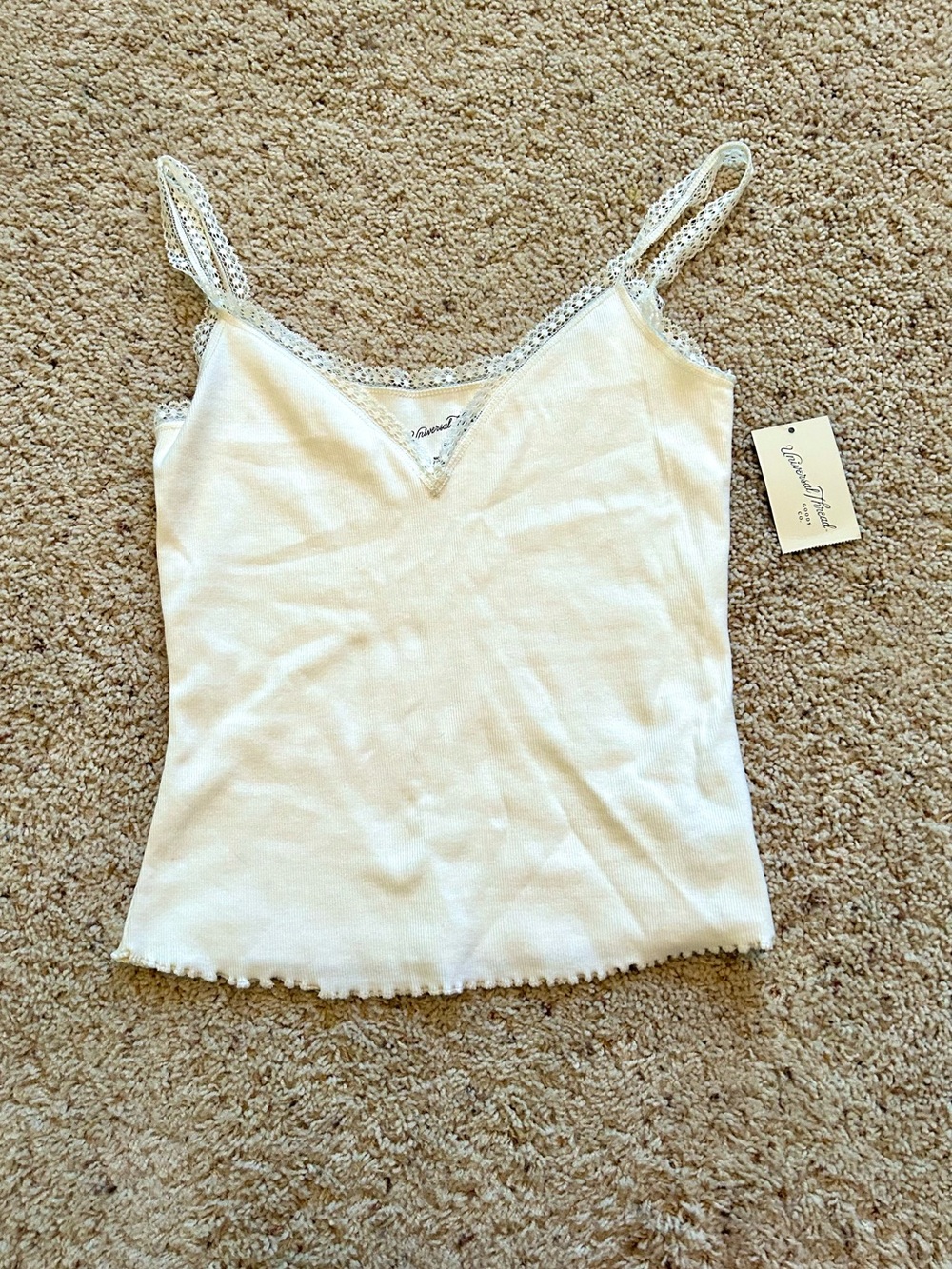 Universal Thread Cream Lace-Trim Ribbed Camisole - Picture 2 of 4